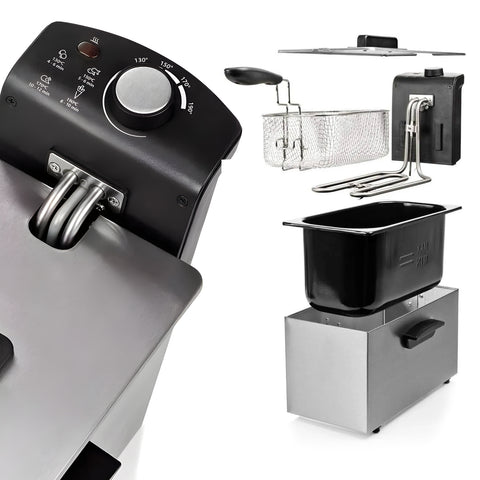 tristar friggitrice 3l in acciaio inox 2000w con termostato 130 190c argento ean 8713016083739