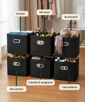 avilia set 6 cestini pieghevoli salvaspazio con maniglie in plastica 27x27x27 cm ean 8056819052732