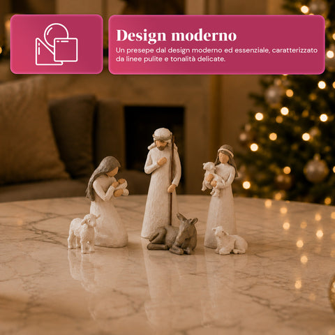 saint joy presepe moderno 6 pezzi in resina effetto intagliato ean 8050043128164