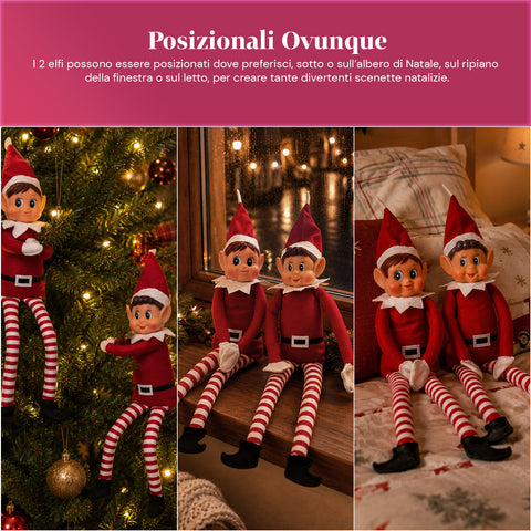 saint joy elfi di natale set 2 pezzi flessibili h40 cm 2 fantasie ean 8050043128430