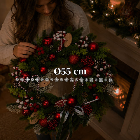 saint joy ghirlanda natalizia a55 cm con pigne e bacche rosse rami modellabili ean 8050043128508