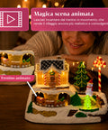 saint joy villaggio natalizio luminoso candy town con trenino in movimento e 8 melodie casetta pan di zenzero led decorazione natale 235 cm ean 8050043127686