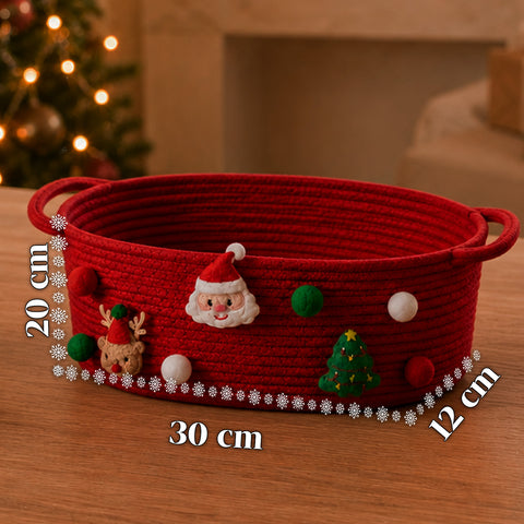 saint joy cestino natalizio in corda di cotone rosso 30x20x12 cm con manici ean 8050043128102
