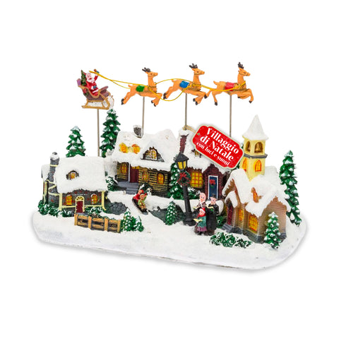 Animovaná vánoční vesnička Frostvale s LED světly, hudbou a pohyblivými saněmi