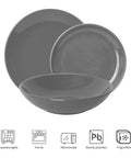 Avilia Servizio 18 Piatti Twist in Porcellana Resistenti con Design Moderno Elegante Raffinato Grigio Ean-8056897155264