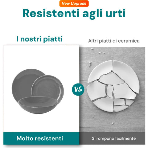 Avilia Servizio 18 Piatti Twist in Porcellana Resistenti con Design Moderno Elegante Raffinato Grigio Ean-8056897155264