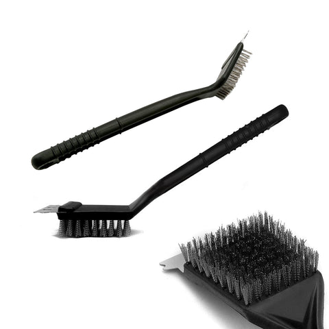 Kartáč na čištění grilu s odolnými štětinami, škrabkou a ergonomickou rukojetí
