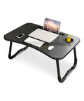 Avilia Tavolino Pieghevole Salvaspazio con Porta Bicchiere e Leggio per Tablet in Legno 60x40cm Nero Ean 8056819050684