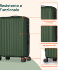 Set 3 Trolley Con Manico Telescopico E Ruote 56/66/76cm Verde
