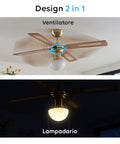 Design 2 in 1 ventilatore e lampadario, combina illuminazione e ventilazione in unico dispositivo multifunzione