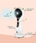 Ventilatore Nebulizzatore a Colonna con 3 Velocità, Telecomando e Serbatoio 2,3L Funzione Antizanzare Ionizzante Bianco -DCG-Ean-8054890610421