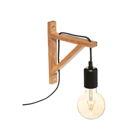 Nástěnná lampa ze dřeva s dutým závěsem H22cm