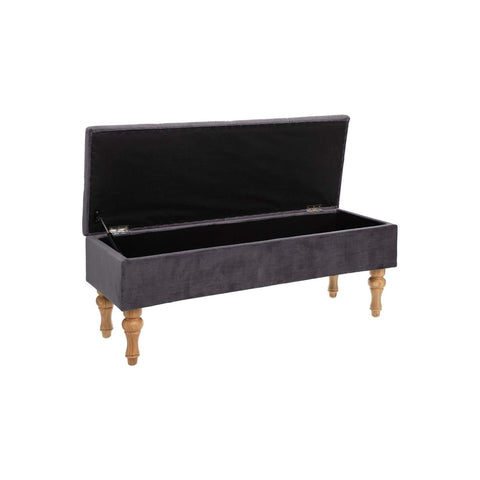 Sametová lavice s úložným prostorem 102x38x41cm, šedá