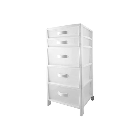Komoda Futura Slim s 5 zásuvkami, bílá