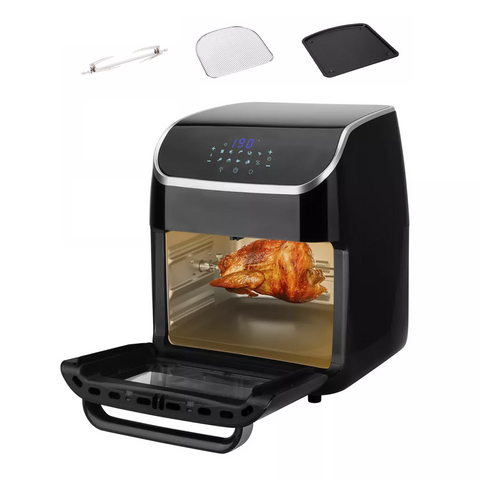 Horkovzdušná fritéza - 12 litrů se 3 dodávanými doplňky (grilovací jehla, plech, tác na zachytávání drobků)