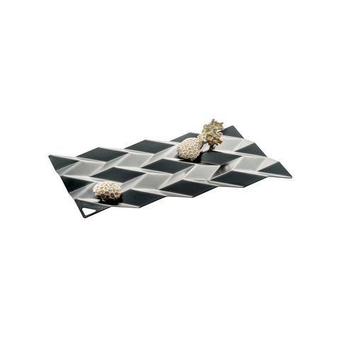 Černý středový dekorativní tác z nerezové oceli 38x23,5cm