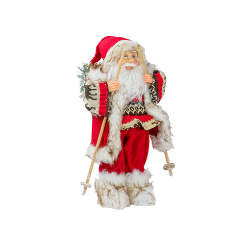Dekorace Santa Claus s pytlem a lyžemi 40cm