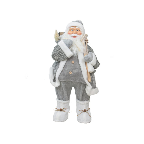 Dekorace Santa Claus s pytlem a lyžemi 80cm