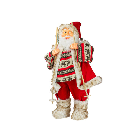 Dekorace Santa Claus s pytlem a lyžemi 80cm