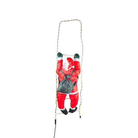 Světelná dekorace Santa Claus na žebříku 38x140cm