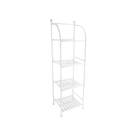 Koupelnový regál se 4 policemi z bílého kovu 33,5x116x27,5cm