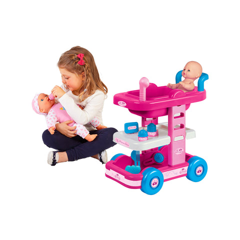 My Princess, vozík se 7 díly, výška 48cm, s vaničkou, trolley pro dívky