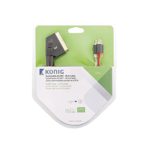 Nastavitelný kabel SCART RCA černý 2m