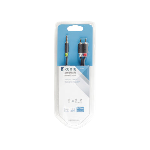 Stereo kabel M 3,5 mm - 2x RCA M 0,50m