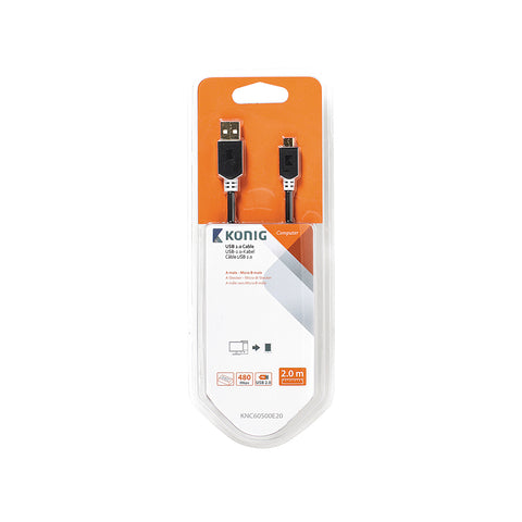 USB kabel samec - samec Micro B 2m