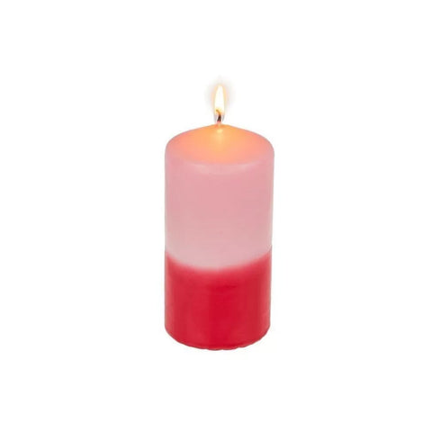 Dvoubarevná válcová svíčka s přechodem barev 12cm růžová/vínová
