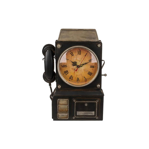 Skříňka na klíče ve tvaru telefonu a retro hodinek