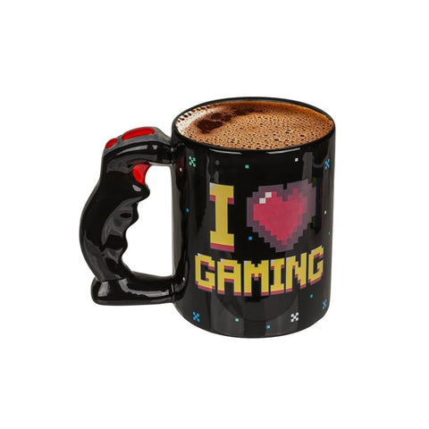 Měnící se hrnek I Love Gaming s rukojetí ve tvaru joysticku 10x12cm