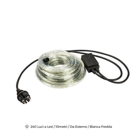 Bílá LED světelná hadice pro venkovní použití, 240 LED 10m